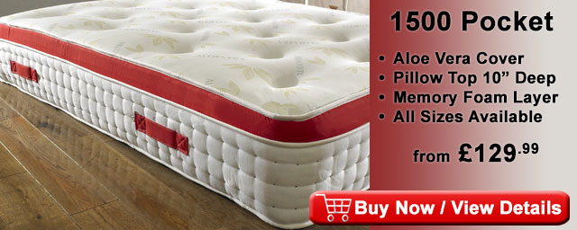 1500 pocket sprung memory foam mattress with aloe vera MAT2K