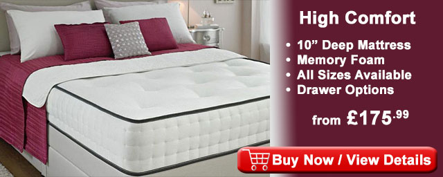 High comfort divan bed with memory foam DIV2C