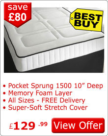 1500 Pocket Sprung Quilted Mattress with Memory Foam 2J