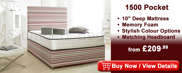 1500 pocket sprung memory foam stylish divan bed DIV2O