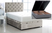 Alexis Ottoman Storage Divan Base and Headboard in Crushed Velvet Free Delivery