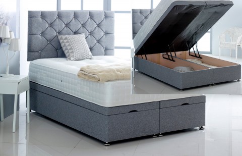 Alexis Ottoman Storage Divan Base and Headboard in Linen Free Delivery