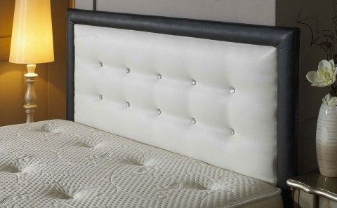 Border Buttoned Faux Leather Headboard