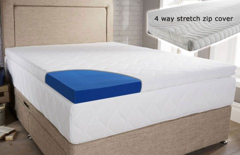 Blue Cool Laygel Foam Mattress Topper With Cover