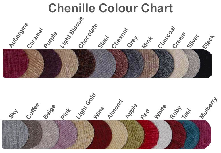 Chenille headboard Colour Chart