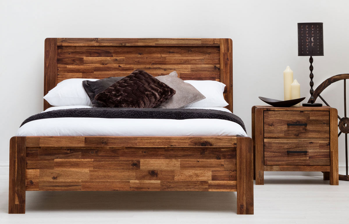 rustic wooden bed frame king