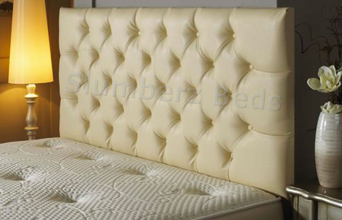 Bedford Oned Faux Leather Headboard, Beige Leather Bed Frame