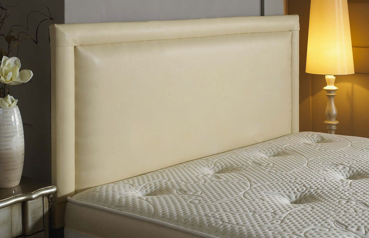 Bewdley Faux Leather Headboard, Cream Leather Bed Frame