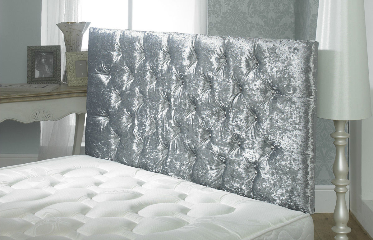 Grey crushed outlet velvet headboard