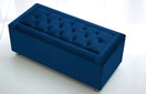 Belvedere Ottoman Box Plush Velvet Bordered Blue