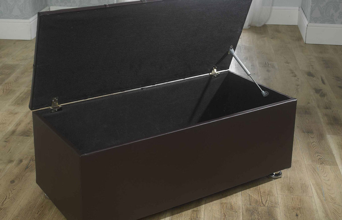 Ottoman Storage Blanket Box In Faux Leather, Black Faux Leather Ottoman Storage Box