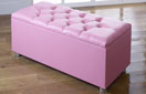Ottoman-Leather Ottoman Storage Blanket Box In Faux Leather Pink