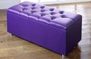 Ottoman-Leather Ottoman Storage Blanket Box In Faux Leather Purple