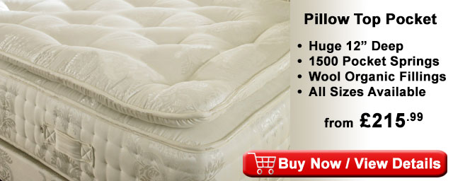 Pillow top 1500 pocket sprung organic mattress MAT2A