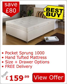 1000 Pocket Divan Bed and Mattress 2P