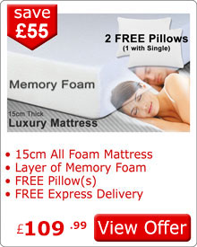 Exclusive 15cm Memory Foam Mattress With Pillows